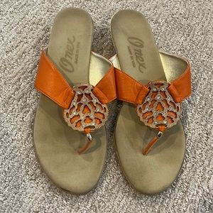Onex orange and gold sandals